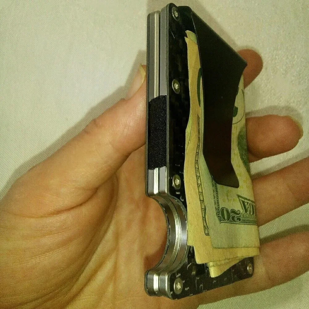 🤩NEW Slim carbon fiber cards holder W money CLIP